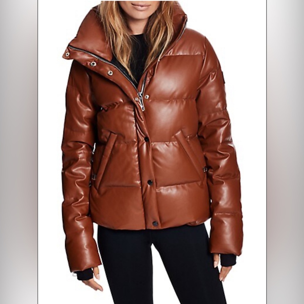 NWOT SAM. Isabel Vegan Leather Down Puffer Jacket